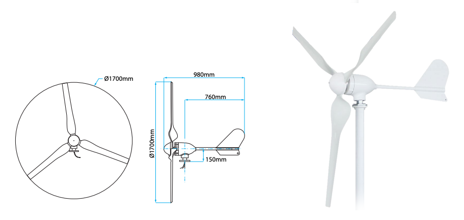 Turbina Wiatrowa NE-500M3-24V
